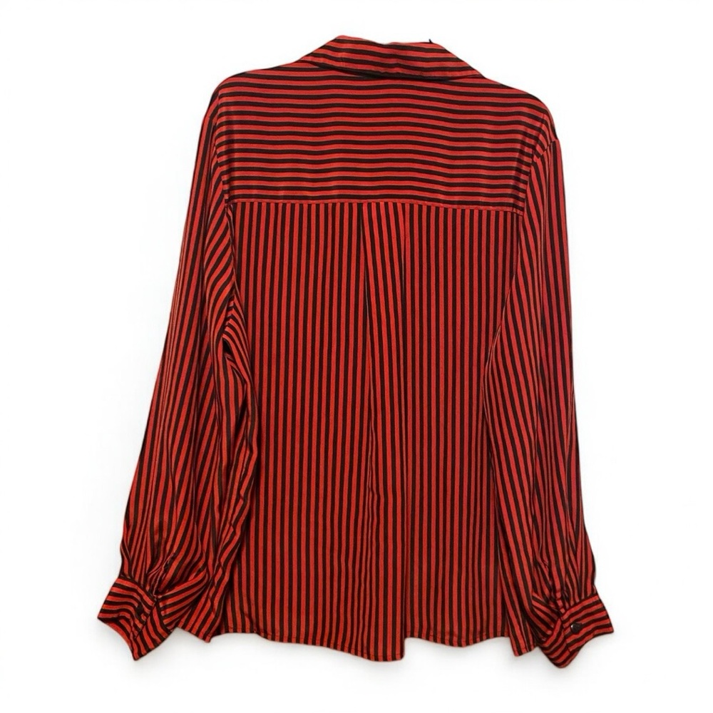 Ladies Red and Black Striped  Long Sleeve Button Down Top  size Large/XLrg P - Picture 5 of 6